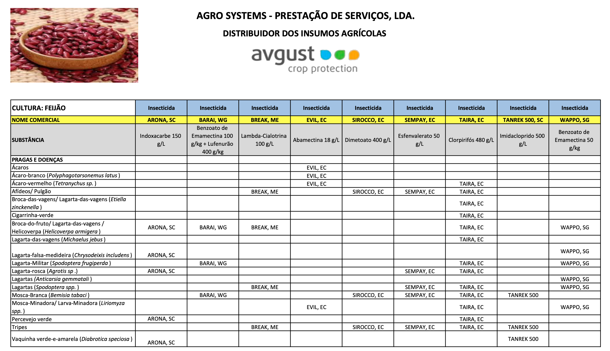 Culturas Agrosystems Feijão