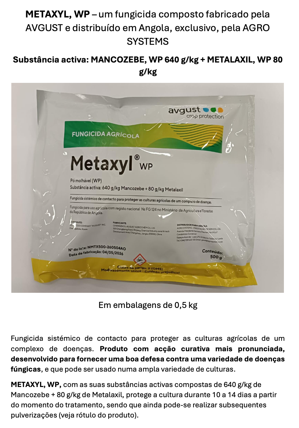 Agrosystems Fungicidas Metaxyl