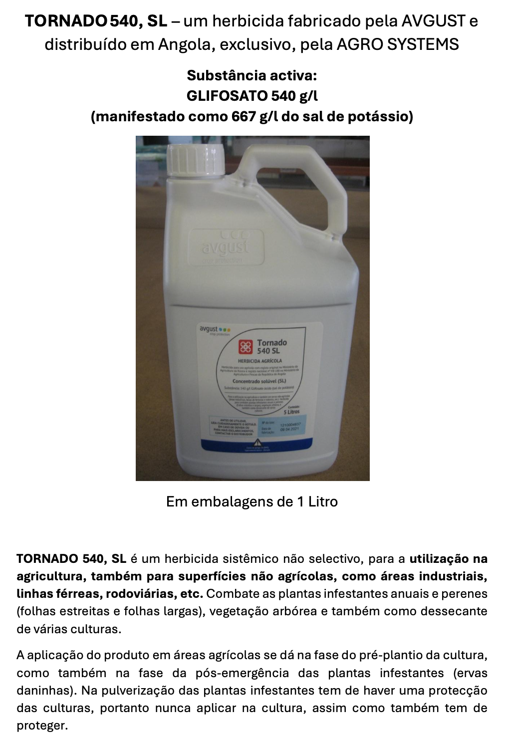 Agrosystems Herbicidas Tornado