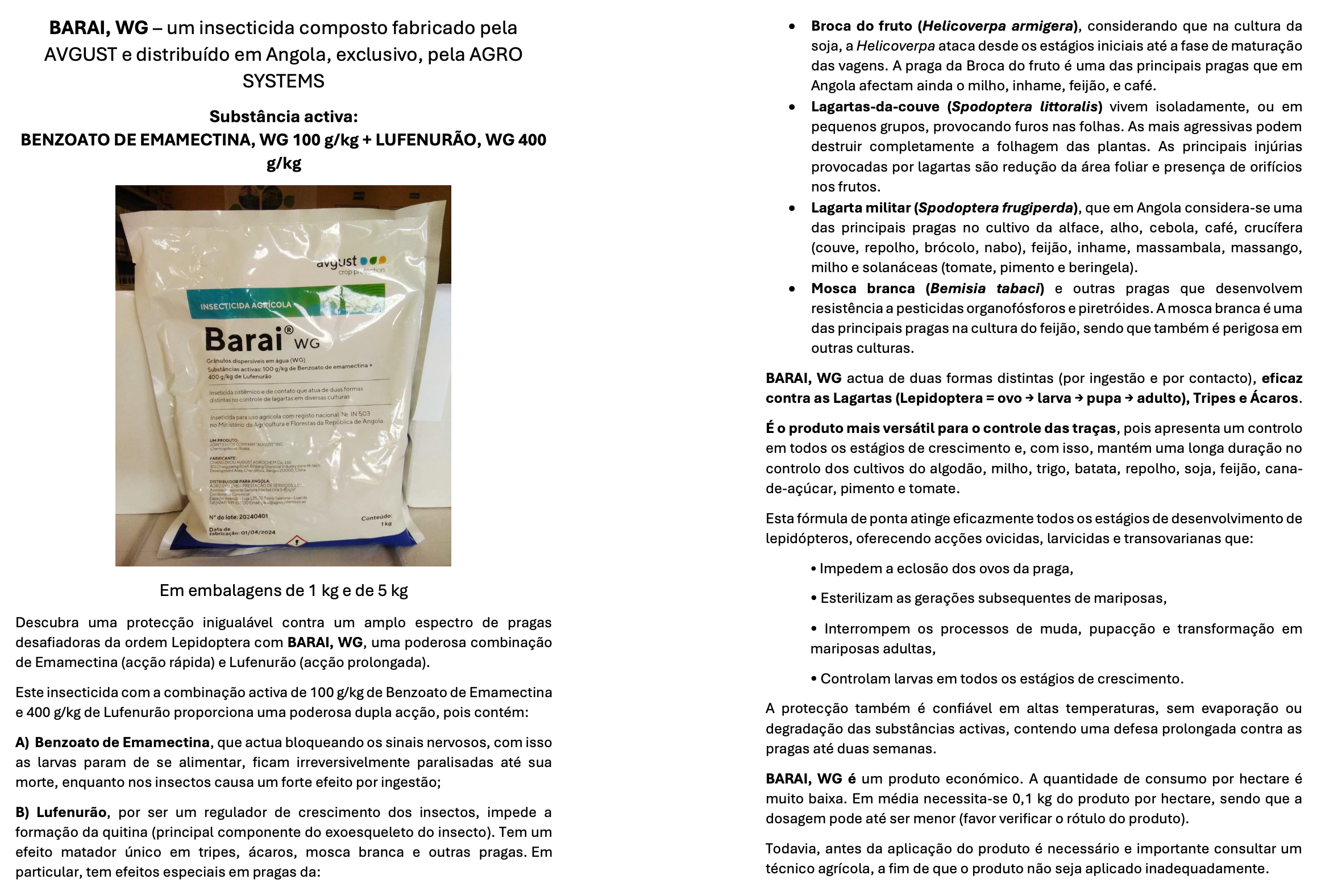 Produtos Agrosystems Barai