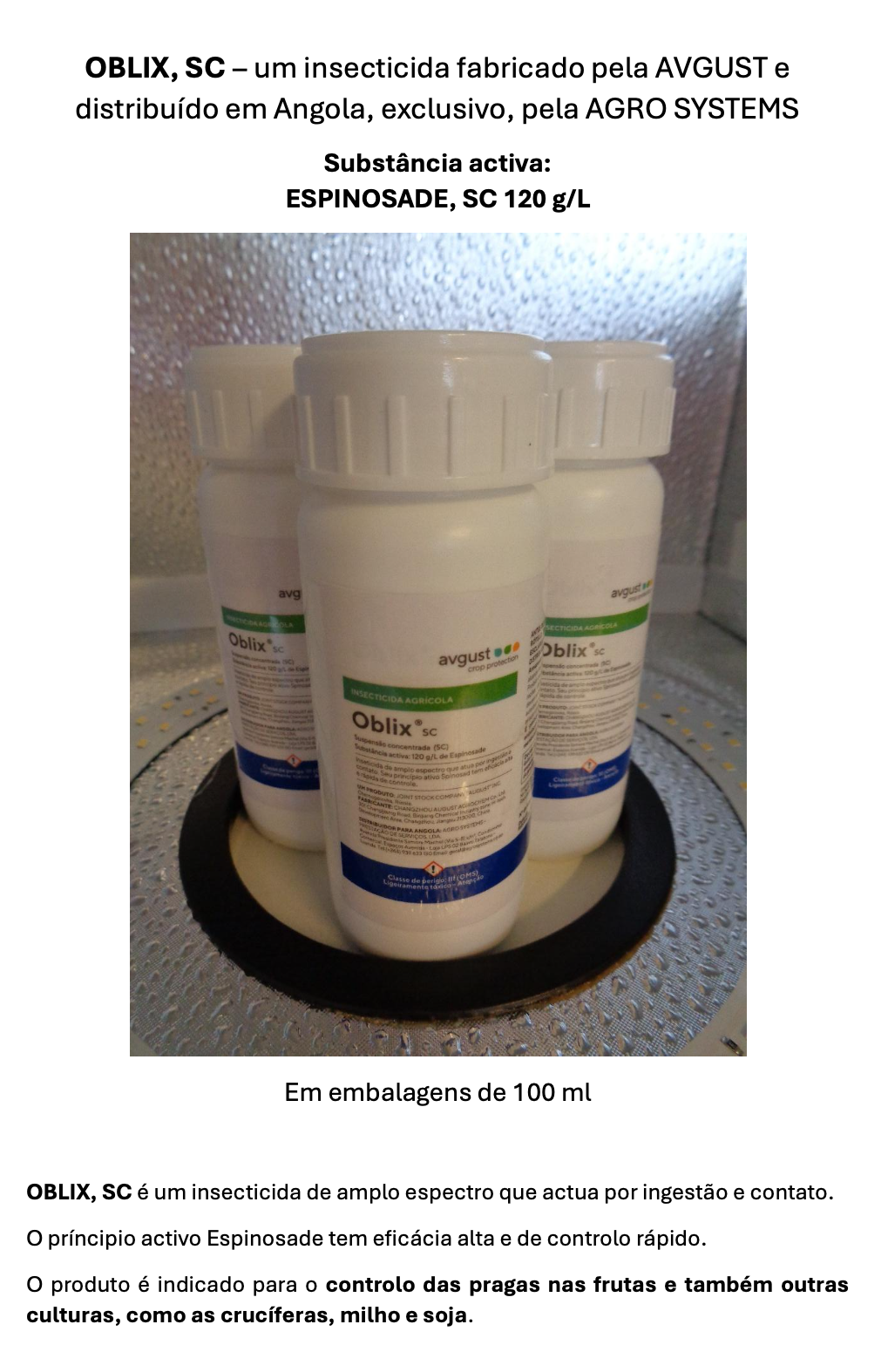 Produtos Agrosystems Oblix